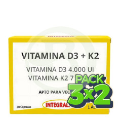 Pack 3x2 Vitamina D3+K2 30 Cápsulas Integralia