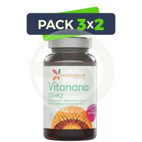 Pack 3x2 Vitanano Vitaminas D3+K2 30 Cápsulas Mundo Natural