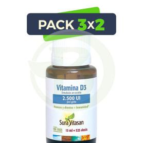 Pack 3x2 Vitamina D3 2.500Ui 15Ml Sura Vitasan