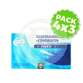Pack 4x3 Glucosamina + Condroitina Fuerte 20 Ampollas Bebibles 15Ml. Natu
