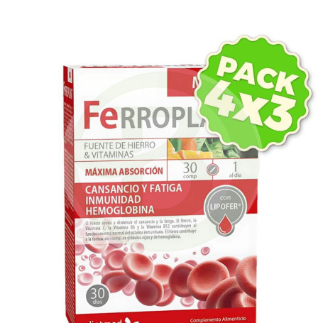 Pack 4x3 Ferroplant Max 30 Comprimidos Dietmed