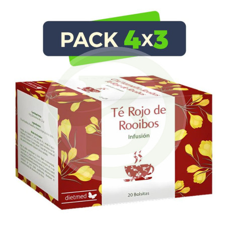Pack 4x3 Infusión Té Rojo De Rooibos 20 Bolsitas Dietmed