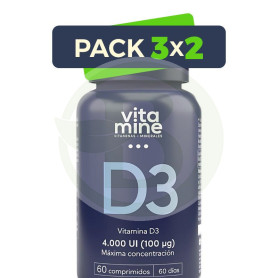 Pack 3x2 Vitamina D3 400Mg 60 Comprimidos Herbora