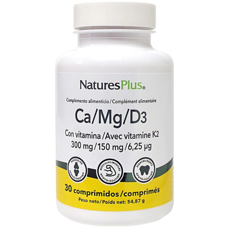 Ca/Mg/D3 + K2 30 Comprimidos Natures Plus