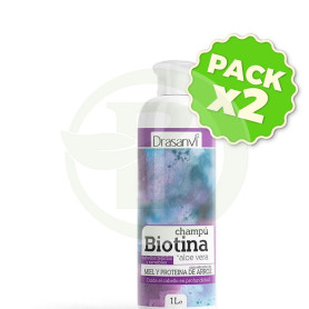 Pack 2x Champú Biotina y Aloe Vera Cabello Teñidos 1Lt. Drasanvi