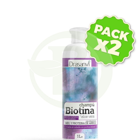 Pack 2x Champú Biotina y Aloe Vera Cabello Teñidos 1Lt. Drasanvi