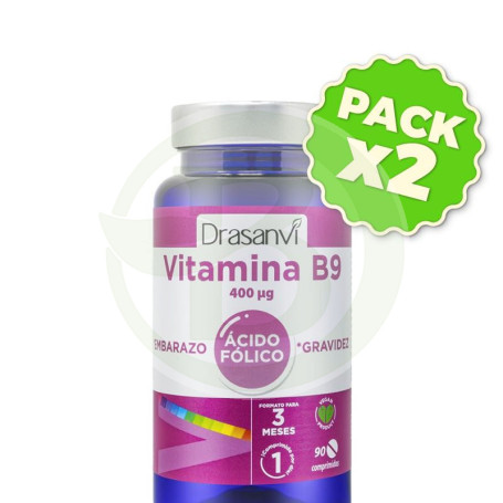 Pack 2x Acido Folico 400Mcg. 90 Comprimidos Drasanvi