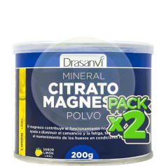 Pack 2x Mineral Citrato De Magnesio Polvo Sabor Limón 200Gr Drasanvi