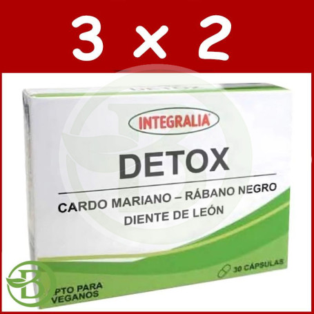 Pack 3x2 Detox 30 Cápsulas Integralia