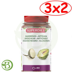 Pack 3x2 Rábano Negro y Alcachofa Bio 80 Comprimidos Superdiet