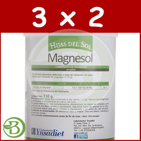 Pack 3x2 Magnesol Carbonato de Magnesio 110Gr. YnsadietDIET