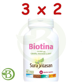 Pack 3x2 Biotina 60 Cápsulas Sura Vitasan