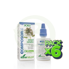 Pack 6x Composor 16 Sinusol Complex Fórmula XXI 25Ml. Soria Natural