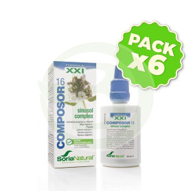 Pack 6x Composor 16 Sinusol Complex Fórmula XXI 25Ml. Soria Natural