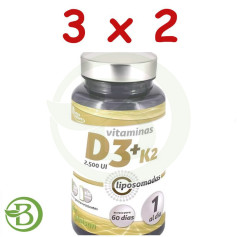 Pack 3x2 D3 + K2 Liposomadas 2.500Ui 60 Capsulas Pinisan