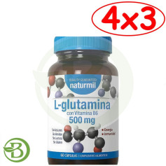 Pack 4x3 L-Glutamina 500Mg 60 Capsulas Naturmil