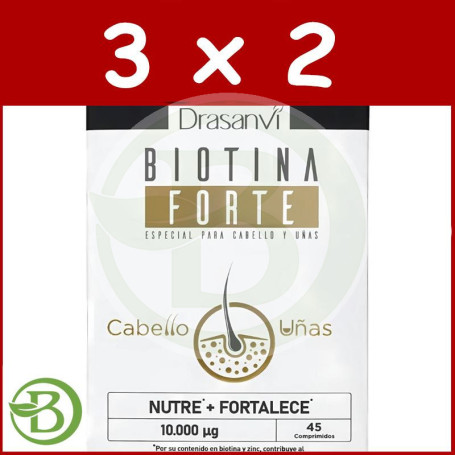 Pack 3x2 Biotina Forte 10.000Μg 45 Comprimidos Drasanvi