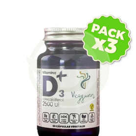 Pack 3x Vitamina D3 2500Ui 30 Cápsulas Veggunn