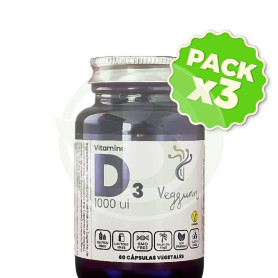 Pack 3x Vitamina D3 1000Ui 60 Cápsulas Veggunn