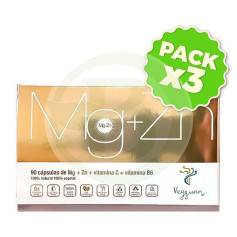 Pack 3x Magnesio + Zinc + Vit C + B6 90 Capsulas Veggunn