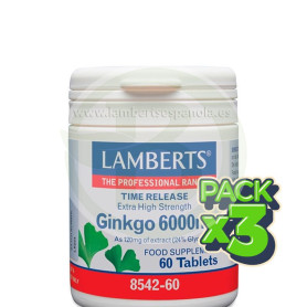 Pack 3x Ginkgo Biloba 6.000Mg. 60 Tabletas Lamberts