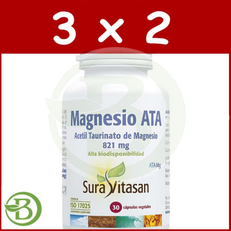 Pack 3x2 Magnesio Ata 30 Cápsulas Sura Vitasan