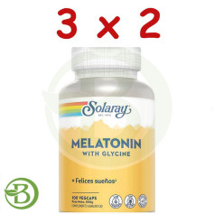 Pack 3x2 Melatonina con Glicina 100 Cápsulas Vegetales Solaray