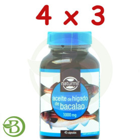 Pack 4x3 Aceite Higado de Bacalao 1.000Mg. 45 Perlas Naturmil