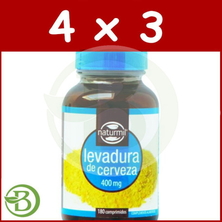 Pack 4x3 Levadura de Cerveza 180 Comprimidos Naturmil