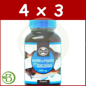 Pack 4x3 Aceite Higado de Bacalao 1.000Mg. 45 Perlas Naturmil