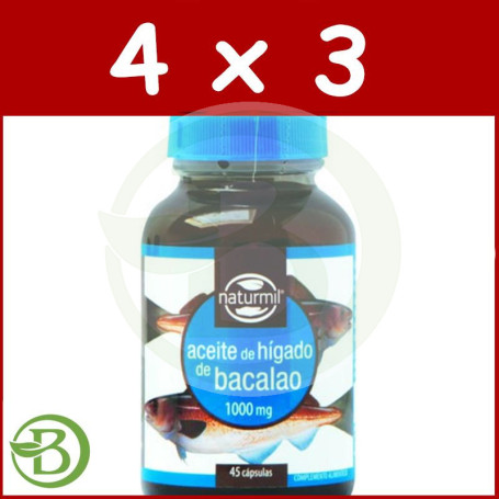Pack 4x3 Aceite Higado de Bacalao 1.000Mg. 45 Perlas Naturmil