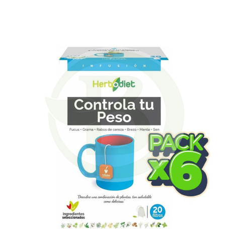 Pack 6x Herbodiet Controla tu Peso 20 Filtros Nova Diet