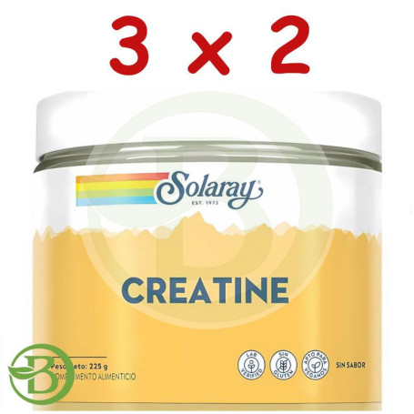 Pack 3x2 Creatina en Polvo sin Sabor 225G Solaray