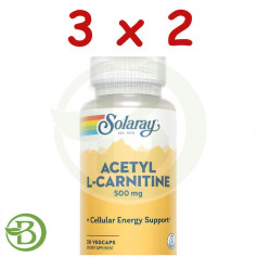Pack 3x2 Acetyl L-Carnitine 500Mg 30 Cápsulas Vegetales Solaray