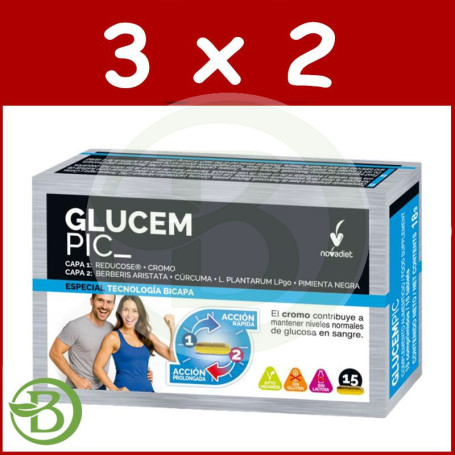 Pack 3x2 Glucem Pic 15 Comprimidos Novadiet