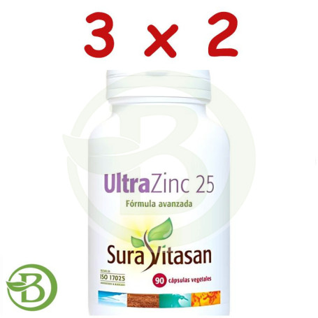 Pack 3x2 Ultra Zinc 25 90 Capsulas Sura Vitasan