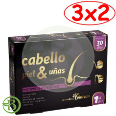 Pack 3x2 Cabello, Piel y Uñas Beautyline 30 Cápsulas Pinisan