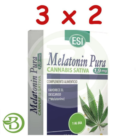 Pack 3x2 Melatonin Pura 1,9Mg con Cannabis 30 Microtabletas Esi Pack 3x2 Melatonin Pura 1,9Mg con Cannabis 30 Microtabletas Esi