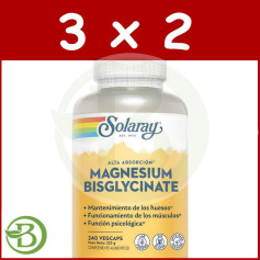 Pack 3x2 Magnesio Bisglycinate 240 Cápsulas Vegetales Solaray
