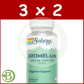 Pack 3x2 Bromelaina 60 Cápsulas Vegetales Solaray