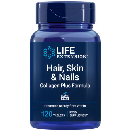 Colágeno Plus Cabello Piel y Uñas 120 Comprimidos Life Extension