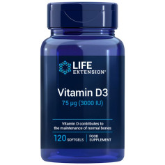 Vitamina D3 3000Ui 120 Perlas Life Extension