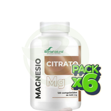 Pack 6x Citrato De Magnesio 120 Comprimidos Soria Natural