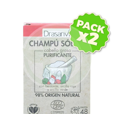 Pack 2x Champú Sólido Cabello Graso Cosmos Organic Bio 80G Drasanvi