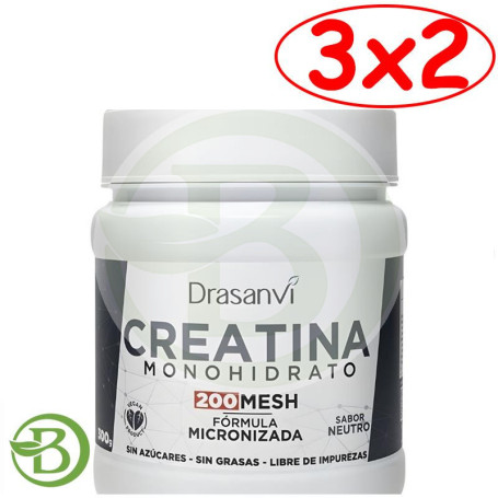 Pack 3x2 Creatina 200 Mesh Sabor Neutro 300G Drasanvi