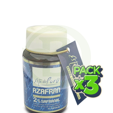 Pack 3x Azafrán 2% Safranal 40 Cápsulas Estado Puro