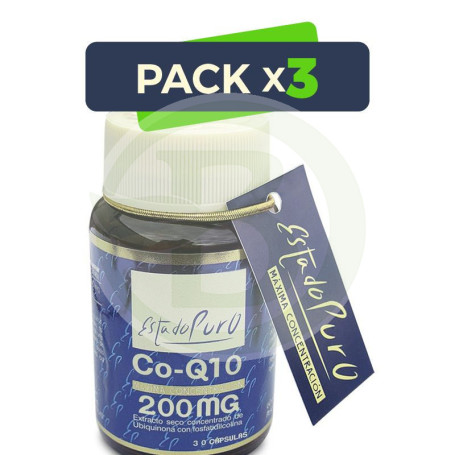 Pack 3x Coenzima Q10 200Mg. 30 Cápsulas Estado Puro