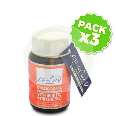 Pack 3x Calcio Coral, Vitamina D3 y Magnesio 120 Cápsulas Estado Puro