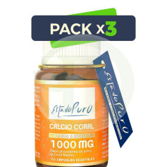 Pack 3x Calcio Coral 1.000Mg. 60 Cápsulas Estado Puro