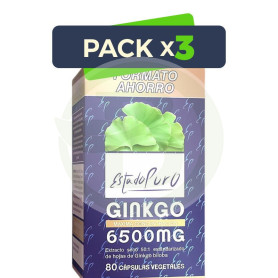 Pack 3x Estado Puro Gingko 6.500 Mg 80 Caps Estado Puro - Tongil